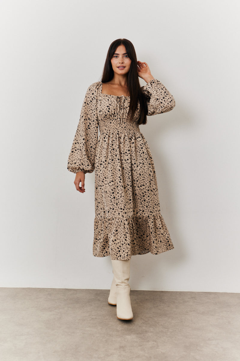 Sway In Style Tiered Midi Dress in Rustic Rose