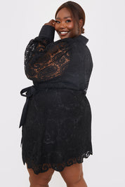 Lace Belted Shirt Dress