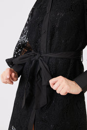 Lace Belted Shirt Dress