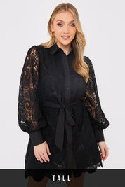 Lace Belted Shirt Dress