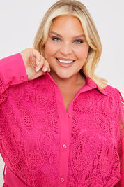 Lace Belted Shirt Dress