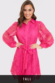 Lace Belted Shirt Dress