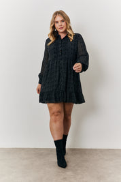 Polka Dot Balloon Sleeve Shirt Dress
