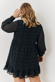 Spot Balloon Sleeve Shirt Dress