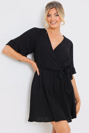 Curve Tie Detail Wrap Mini Dress