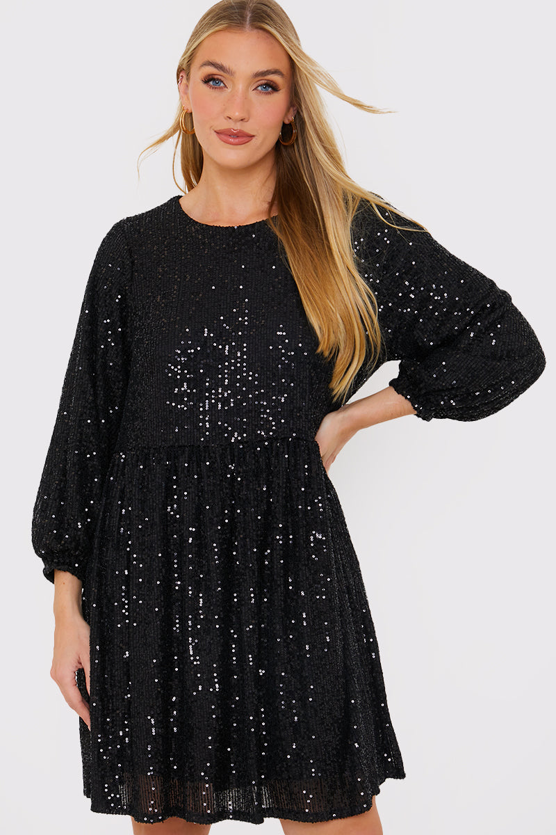 Sequin Smock Mini Dress – InTheStyle