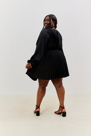 Satin Pleated Cut Out Mini Dress