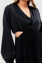 Satin Pleated Cut Out Mini Dress