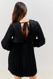 Satin Pleated Cut Out Mini Dress