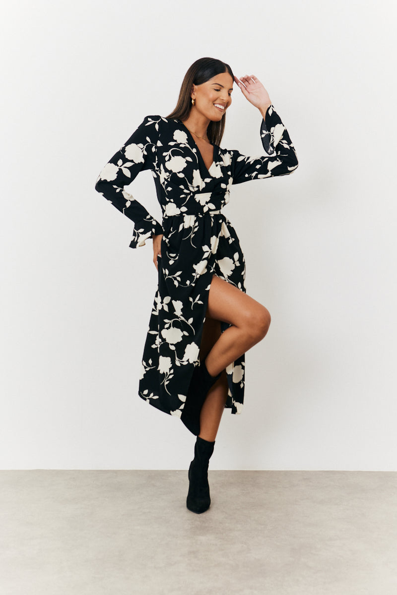 Tie Wrap Detail Midi Dress