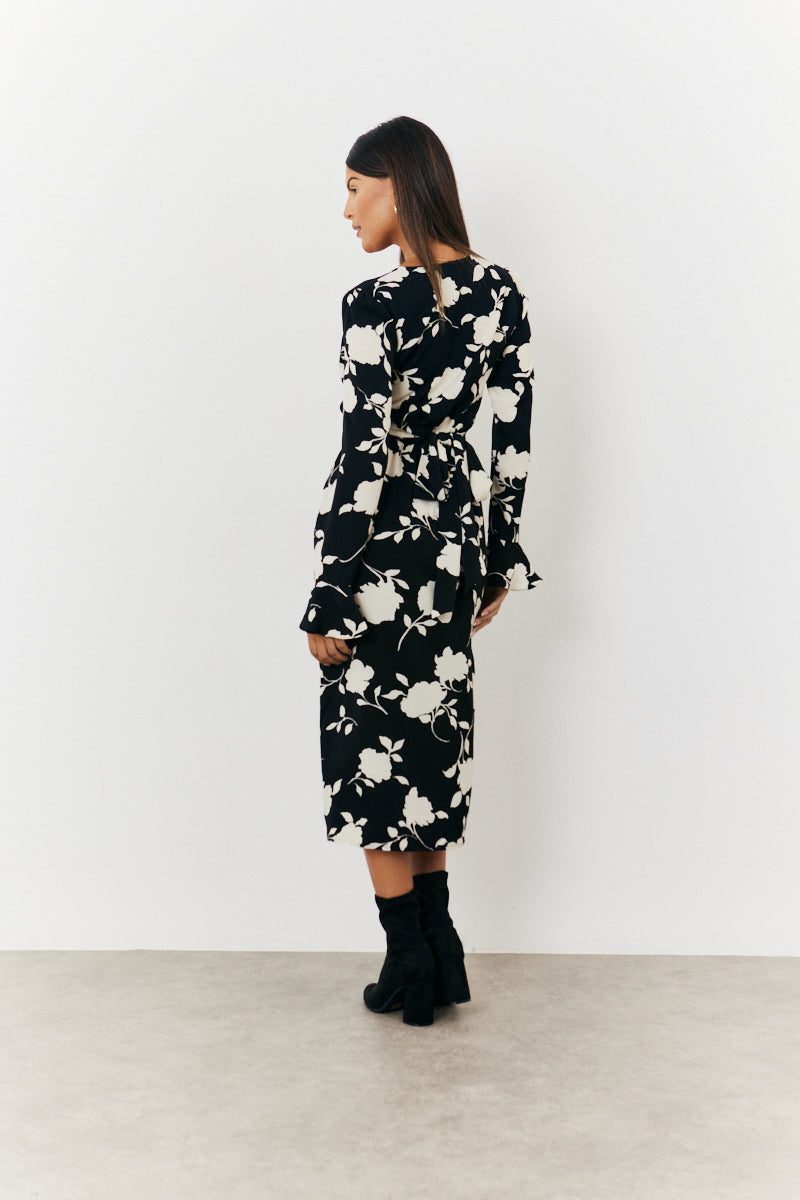 Tie Wrap Detail Midi Dress