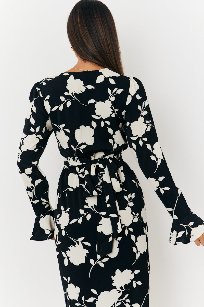 Tie Wrap Detail Midi Dress