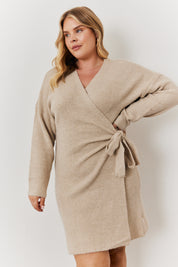 Belted Knit Wrap Mini Dress