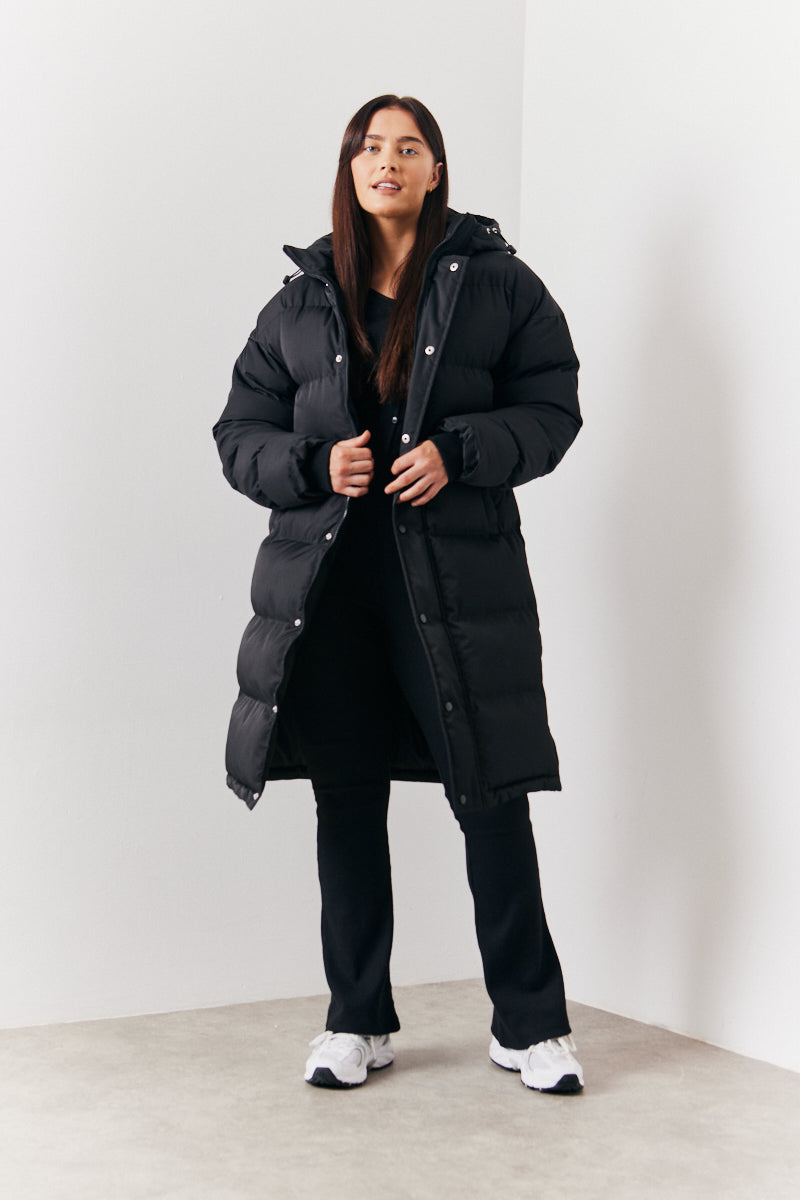 Longline Button Through Puffer Jacket