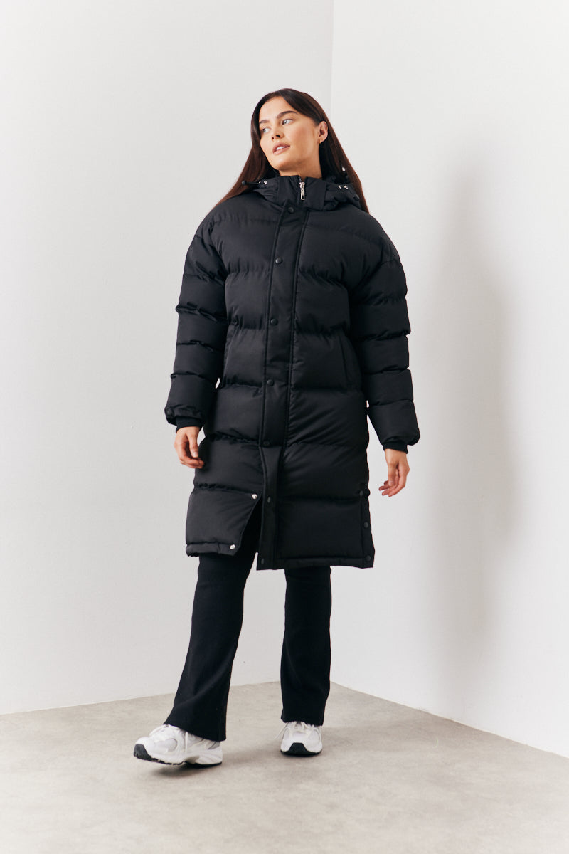 Longline Button Through Puffer Jacket