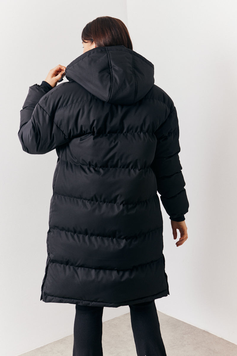 Longline Button Through Puffer Jacket
