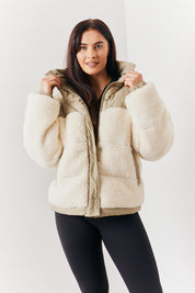 Borg Contrast Puffer Coat