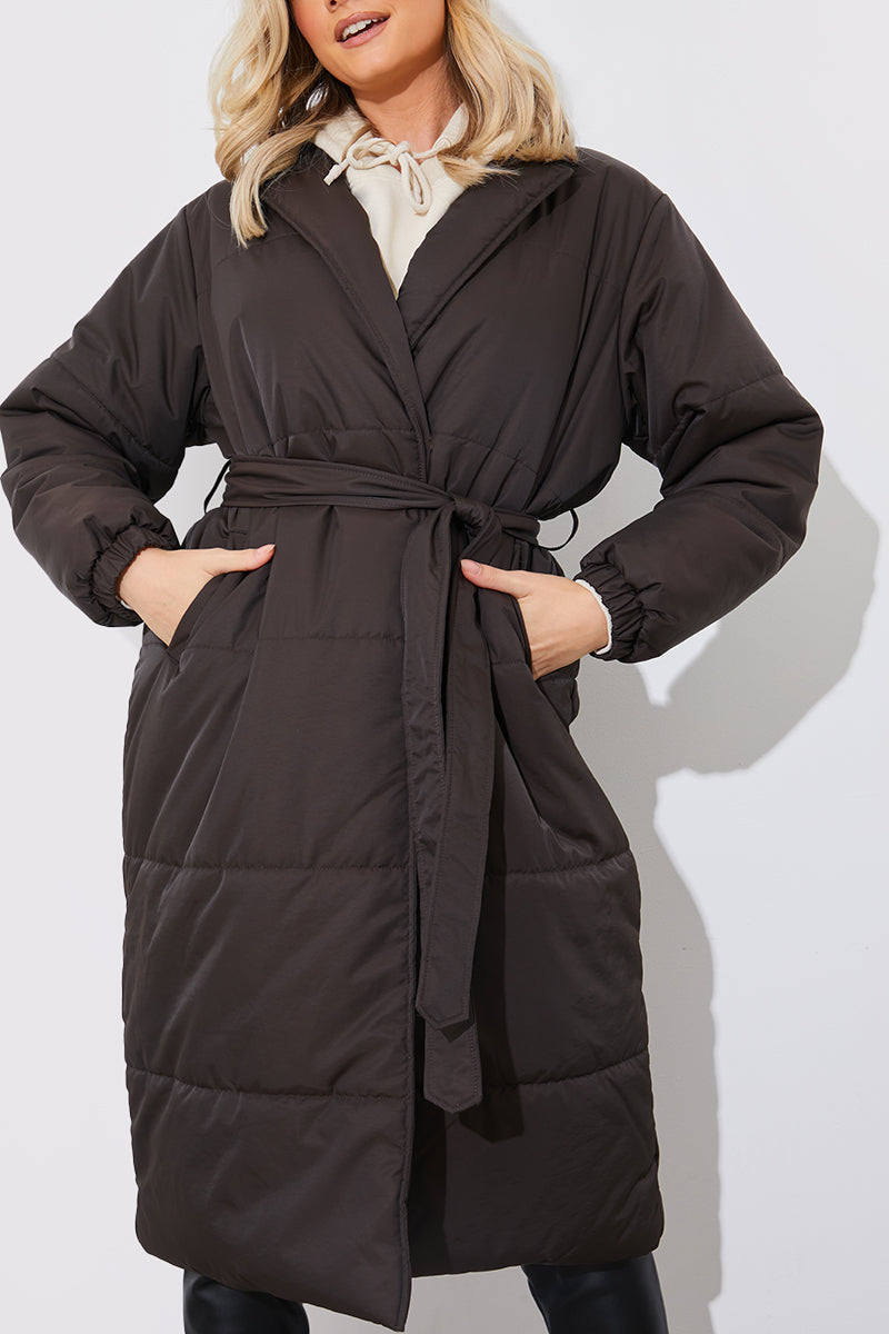 Quilted Wrap Puffer Coat