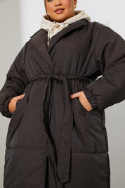 Quilted Wrap Puffer Coat