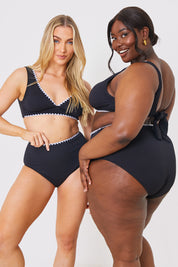 Control Whipsticth Trim High Waisted Bikni Bottoms
