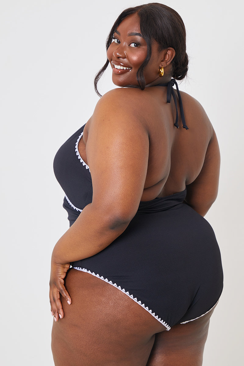 Control Whipsticth Trim Wrap Front Swimsuit