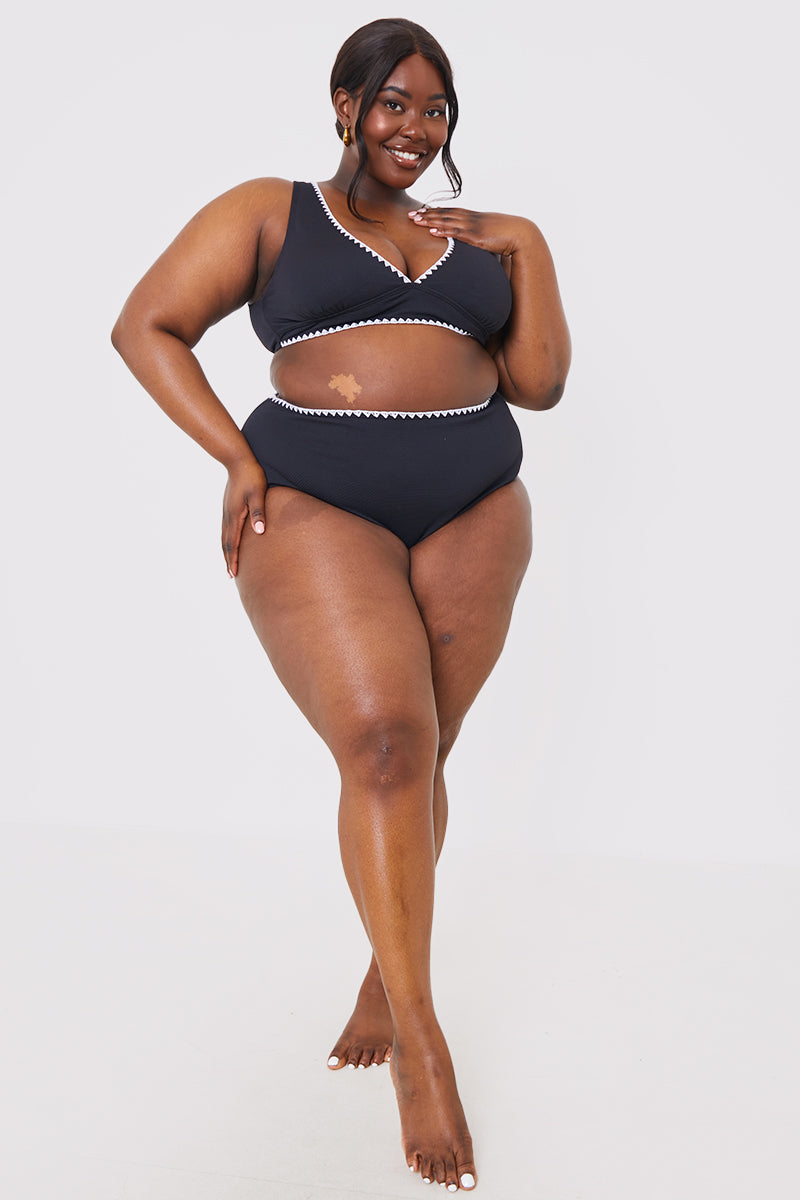 Control Whipsticth Trim High Waisted Bikni Bottoms