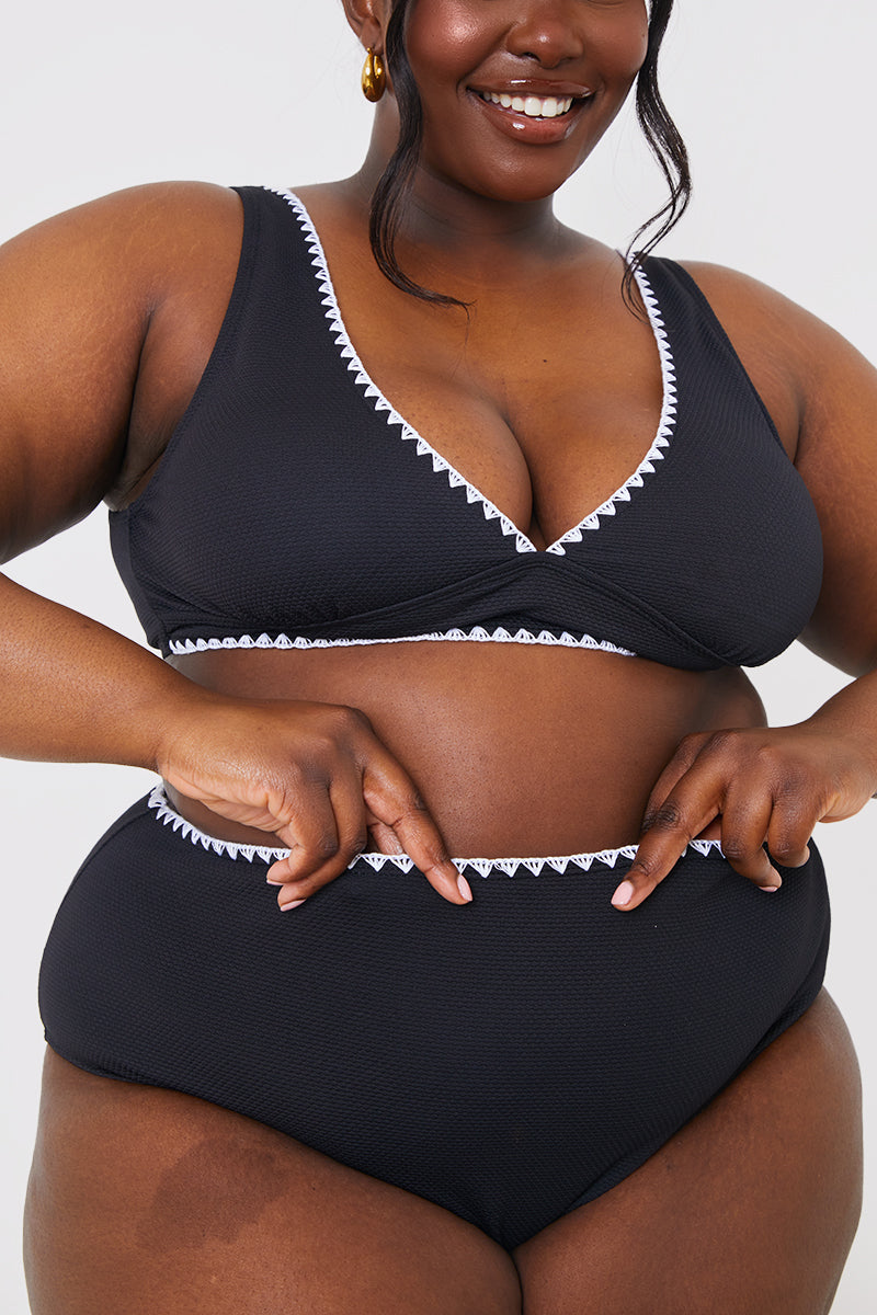Control Whipsticth Trim High Waisted Bikni Bottoms
