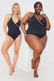 Control Whipsticth Trim Wrap Front Swimsuit