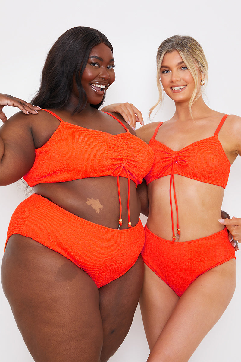 Ruched Front Crinkle Bikini Top