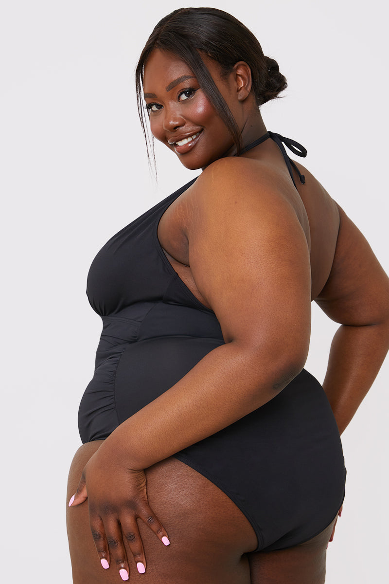 Ruched Halter Neck Swimsuit