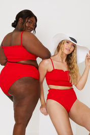 Crinkle High Waist Bikini Bottoms