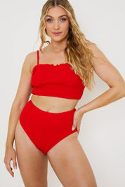 Crinkle High Waist Bikini Bottoms