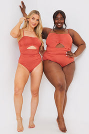 Ruched Front Cut Out Swimsuit