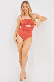 Ruched Front Cut Out Swimsuit