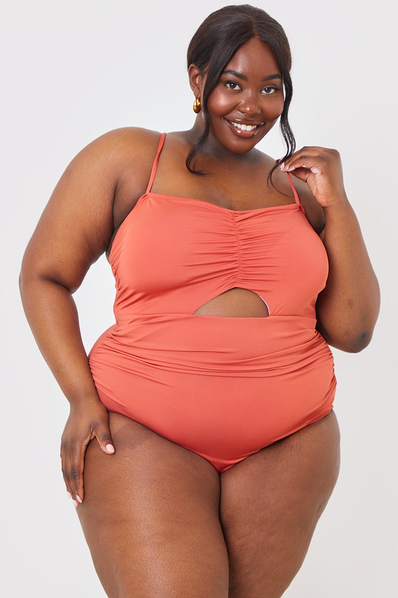 Ruched Front Cut Out Swimsuit