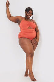 Ruched Front Cut Out Swimsuit