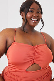 Ruched Front Cut Out Swimsuit