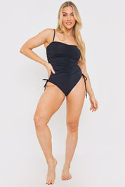 Control Abstract Ruched Bandeau Swimsuit