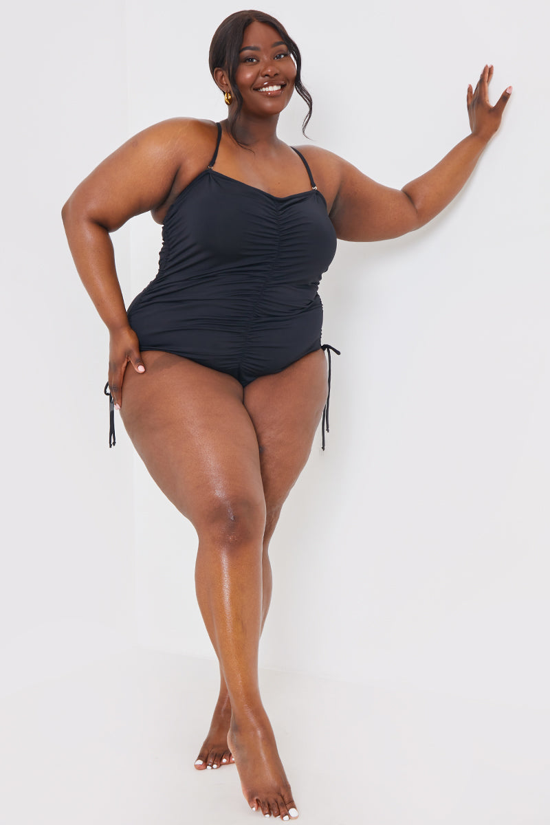 Control Abstract Ruched Bandeau Swimsuit