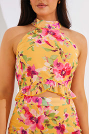 Floral Printed Chiffon Crop Top
