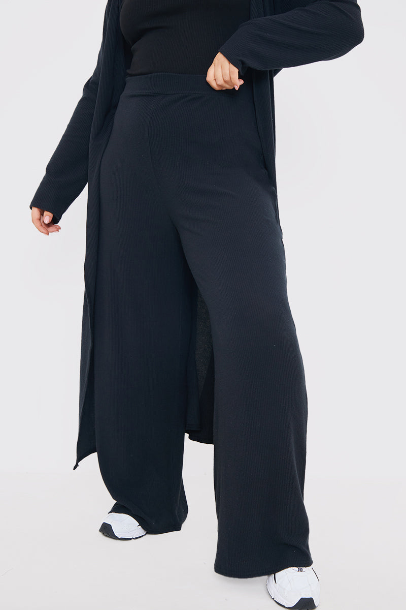 Rib Wide Leg Trousers