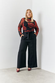 Tie Front Wide Leg Trouser