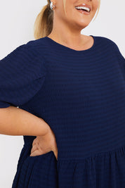 Textured Seersucker Smock Dress