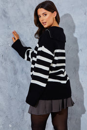 Stripe Knit Half Zip Jumper