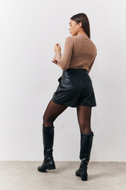 High Neck Variegated Rib Knit Bodysuit