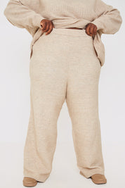 Recycled Contrast Knitted Ribbed Co Ord Wide Leg Trouser