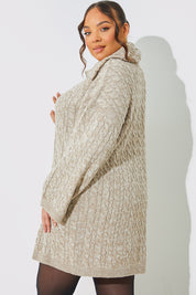 Zip Up Cable Knit Mini Dress