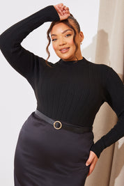 High Neck Variegated Rib Bodysuit