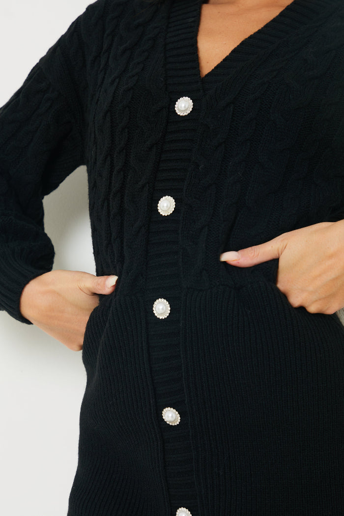 Button Up Knit Mini Dress