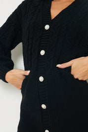 Button Up Knit Mini Dress